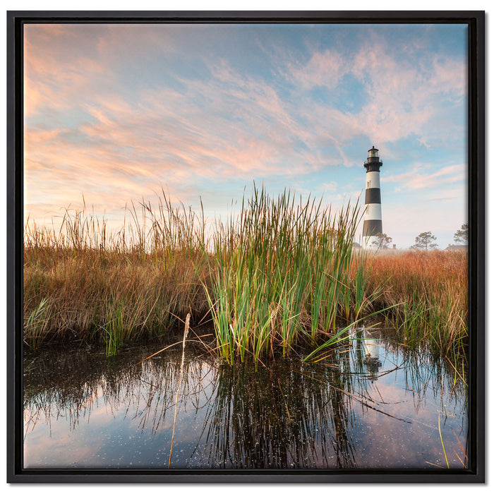 Leuchtturm auf Leinwandbild Quadratisch gerahmt Größe 70x70