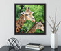 Giraffen  auf Leinwandbild Quadratisch gerahmt mit Kirschblüten
