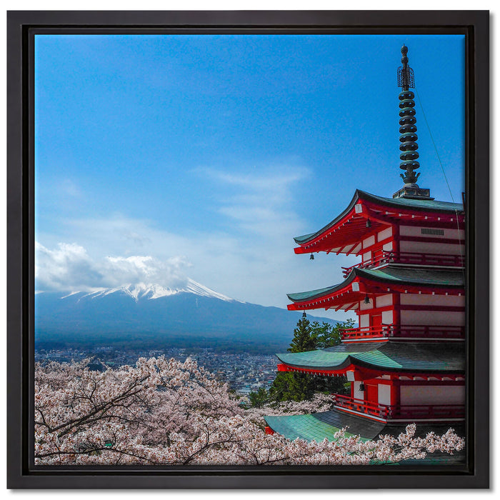 Japanisches Gebäude auf Leinwandbild Quadratisch gerahmt Größe 40x40