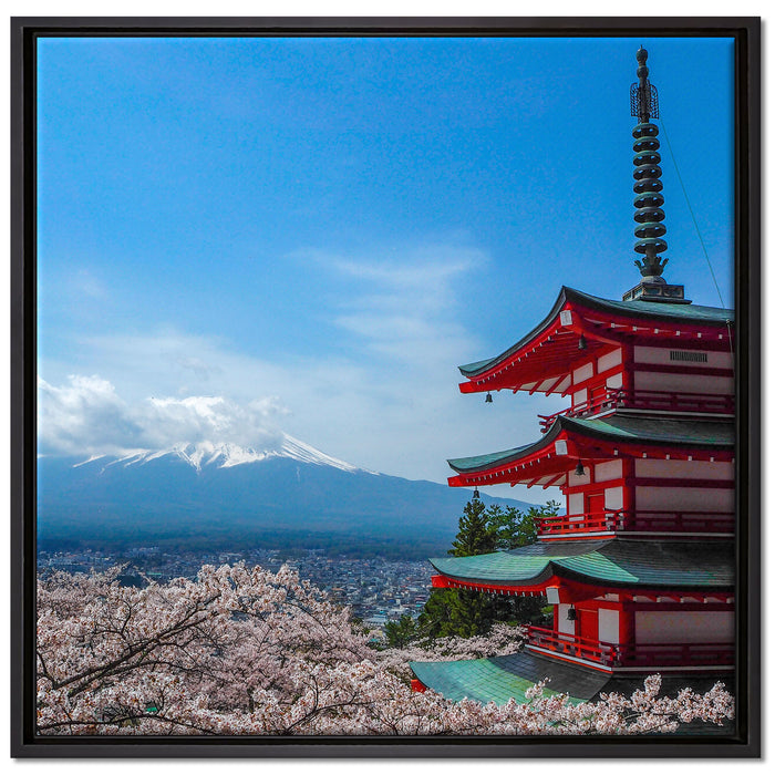 Japanisches Gebäude auf Leinwandbild Quadratisch gerahmt Größe 70x70