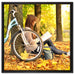 Teenager Girl with Bike auf Leinwandbild Quadratisch gerahmt Größe 60x60