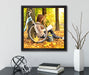 Teenager Girl with Bike  auf Leinwandbild Quadratisch gerahmt mit Kirschblüten