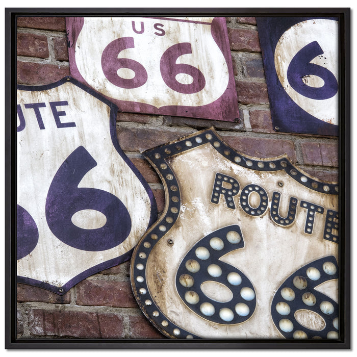 Route 66 auf Leinwandbild Quadratisch gerahmt Größe 70x70