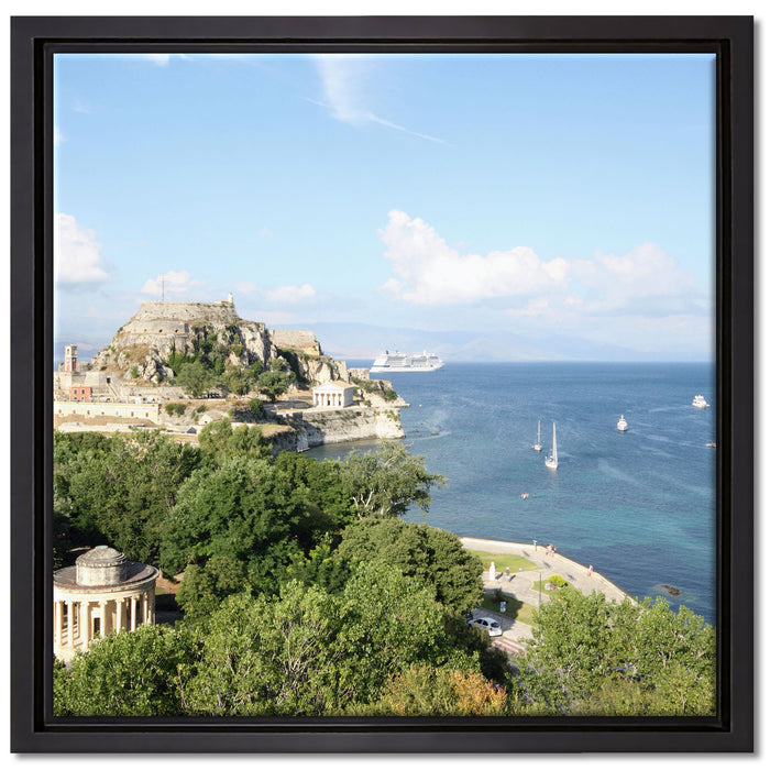 Griechische Entspannungsoase auf Leinwandbild Quadratisch gerahmt Größe 40x40