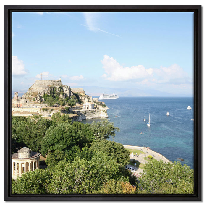 Griechische Entspannungsoase auf Leinwandbild Quadratisch gerahmt Größe 60x60