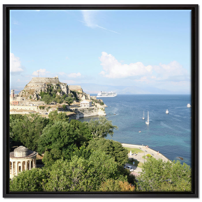 Griechische Entspannungsoase auf Leinwandbild Quadratisch gerahmt Größe 70x70