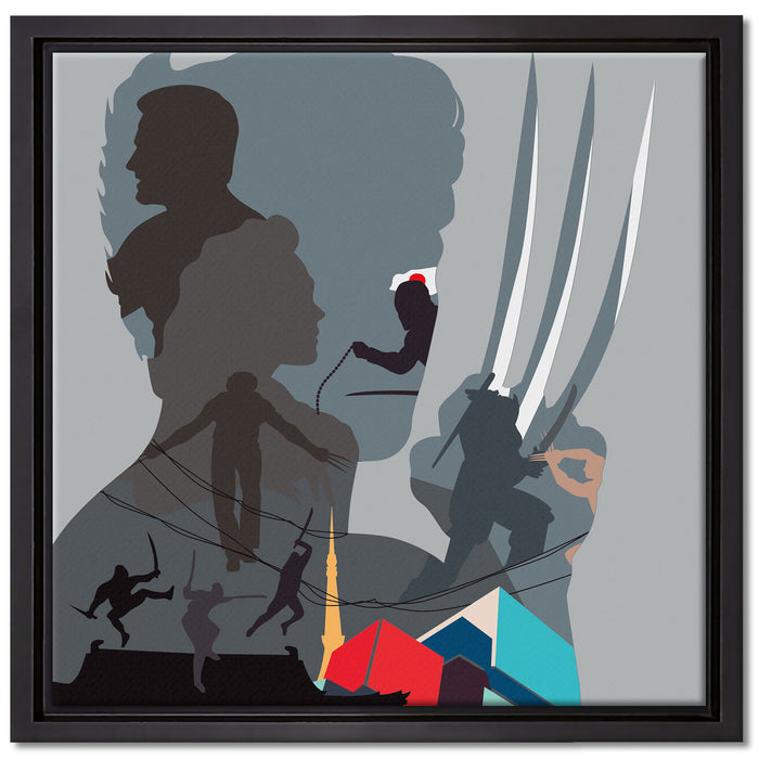 Comic Klauen auf Leinwandbild Quadratisch gerahmt Größe 40x40