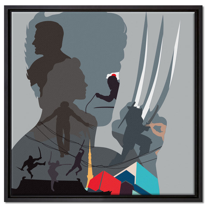 Comic Klauen auf Leinwandbild Quadratisch gerahmt Größe 60x60