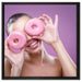 Lustige Donuts auf Leinwandbild Quadratisch gerahmt Größe 60x60