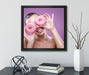 Lustige Donuts  auf Leinwandbild Quadratisch gerahmt mit Kirschblüten
