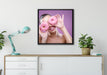 Lustige Donuts auf Leinwandbild gerahmt Quadratisch verschiedene Größen im Wohnzimmer