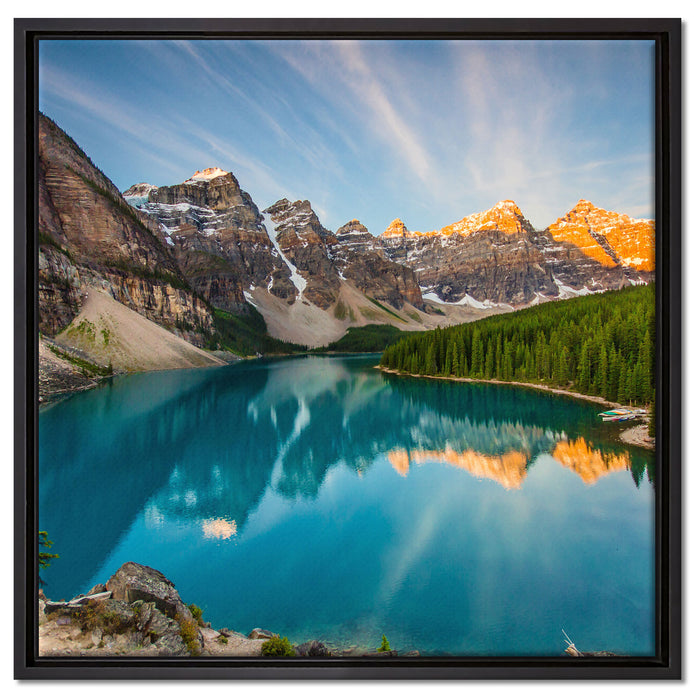 Bergsee auf Leinwandbild Quadratisch gerahmt Größe 60x60