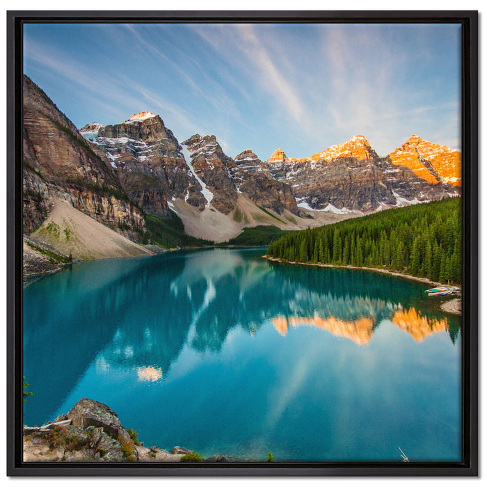 Bergsee auf Leinwandbild Quadratisch gerahmt Größe 70x70