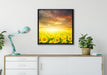 Sonnenblumenfeld auf Leinwandbild gerahmt Quadratisch verschiedene Größen im Wohnzimmer