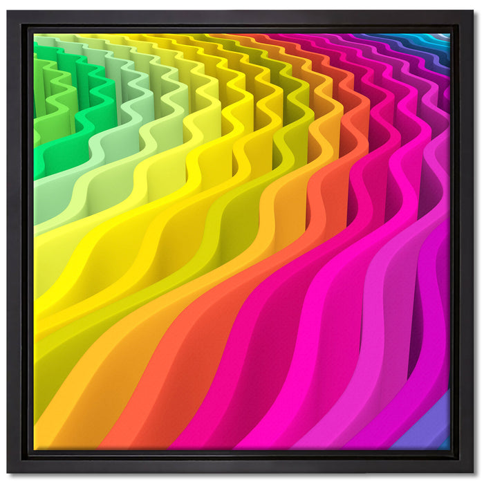 buntes Wellenmuster auf Leinwandbild Quadratisch gerahmt Größe 40x40