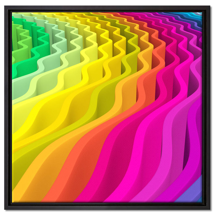 buntes Wellenmuster auf Leinwandbild Quadratisch gerahmt Größe 60x60