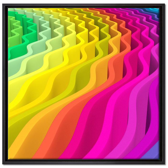 buntes Wellenmuster auf Leinwandbild Quadratisch gerahmt Größe 70x70