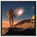 Astronaut klettert auf den Mond auf Leinwandbild Quadratisch gerahmt Größe 60x60