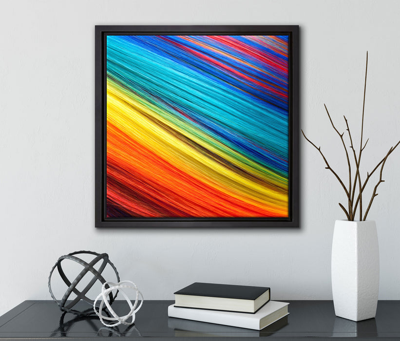 Bunte Streifen  auf Leinwandbild Quadratisch gerahmt mit Kirschblüten