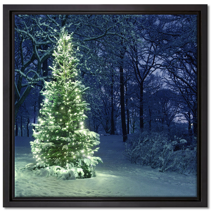 Leuchtender Weihnachtsbaum auf Leinwandbild Quadratisch gerahmt Größe 40x40