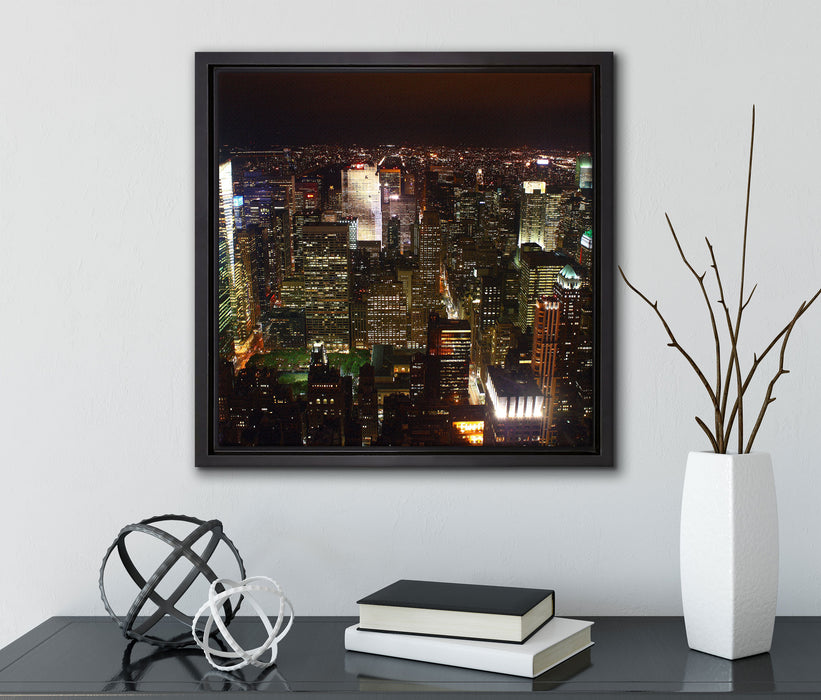 Nightlife Big City  auf Leinwandbild Quadratisch gerahmt mit Kirschblüten