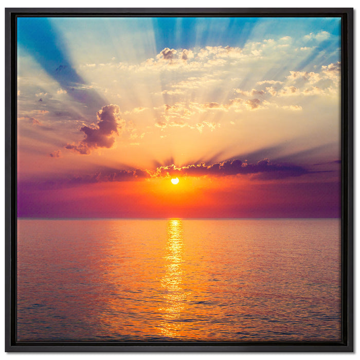 Meer im Sonnenaufgang auf Leinwandbild Quadratisch gerahmt Größe 70x70