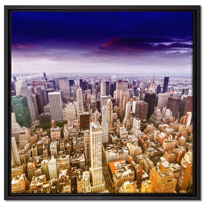 Skyline New York auf Leinwandbild Quadratisch gerahmt Größe 60x60