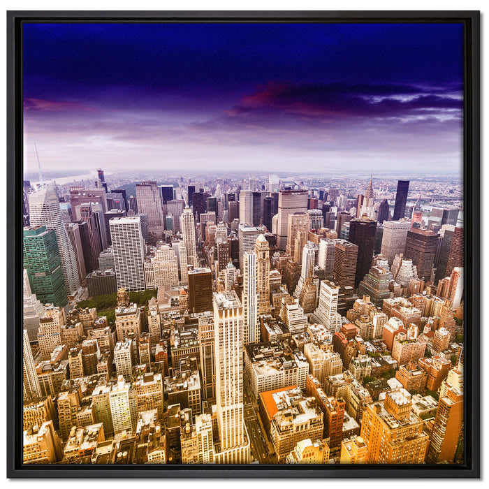 Skyline New York auf Leinwandbild Quadratisch gerahmt Größe 70x70