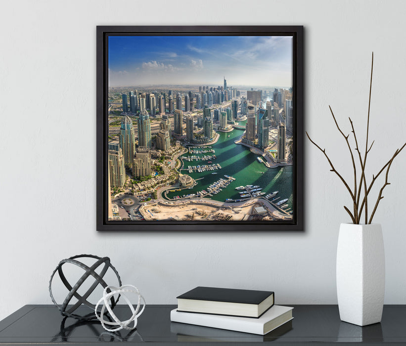 Dubai Hotel Burj al Arab  auf Leinwandbild Quadratisch gerahmt mit Kirschblüten