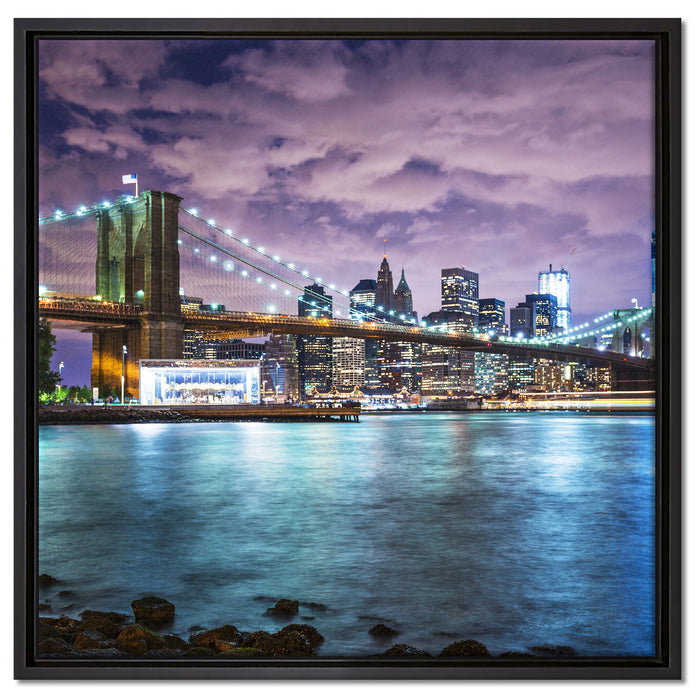 Skyline New York auf Leinwandbild Quadratisch gerahmt Größe 60x60