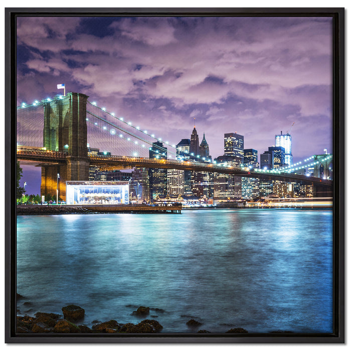Skyline New York auf Leinwandbild Quadratisch gerahmt Größe 70x70