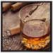 Whisky mit Zigarre auf Leinwandbild Quadratisch gerahmt Größe 70x70