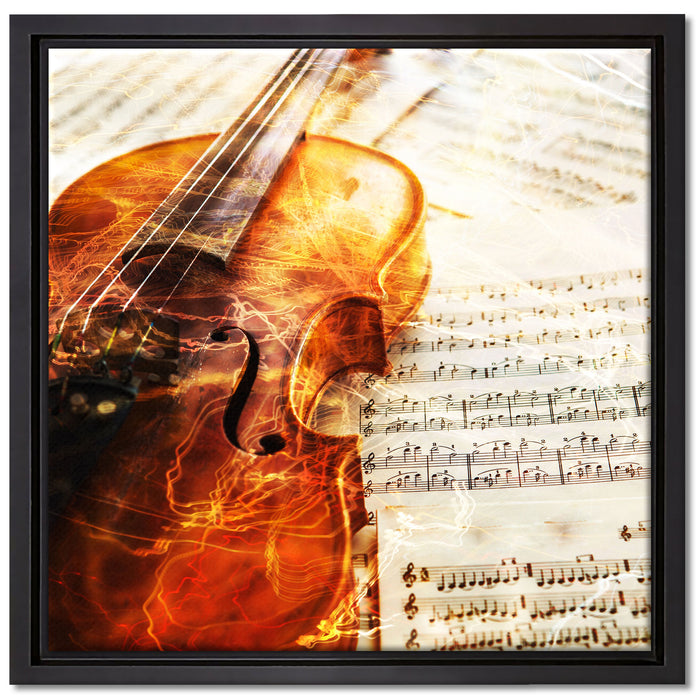 Geige auf Leinwandbild Quadratisch gerahmt Größe 40x40