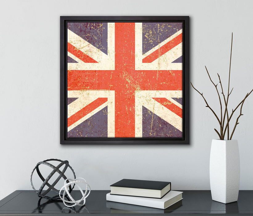 Union Jack  auf Leinwandbild Quadratisch gerahmt mit Kirschblüten