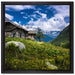 Wunderschöne Berghütte auf Leinwandbild Quadratisch gerahmt Größe 40x40