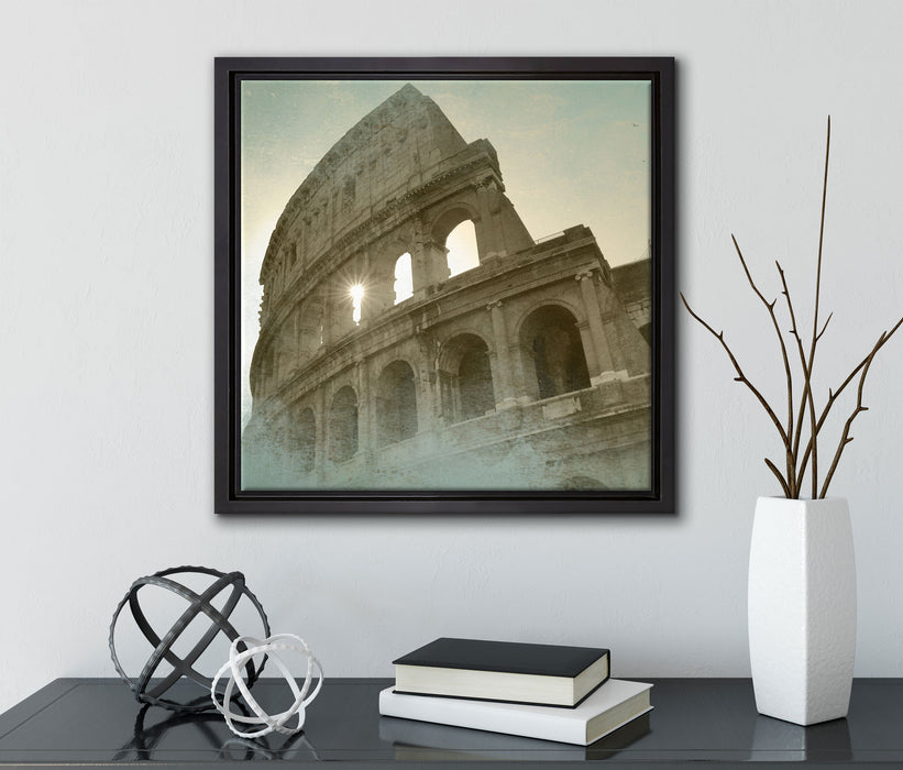 Kolosseum Rom  auf Leinwandbild Quadratisch gerahmt mit Kirschblüten