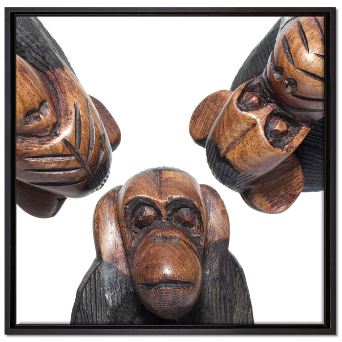 Nichts hören/sehen/sagen auf Leinwandbild Quadratisch gerahmt Größe 70x70