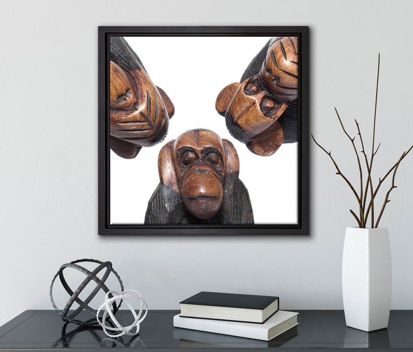 Nichts hören/sehen/sagen  auf Leinwandbild Quadratisch gerahmt mit Kirschblüten