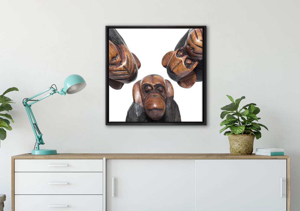 Nichts hören/sehen/sagen auf Leinwandbild gerahmt Quadratisch verschiedene Größen im Wohnzimmer