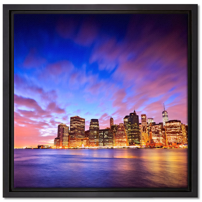 Skyline New York auf Leinwandbild Quadratisch gerahmt Größe 40x40