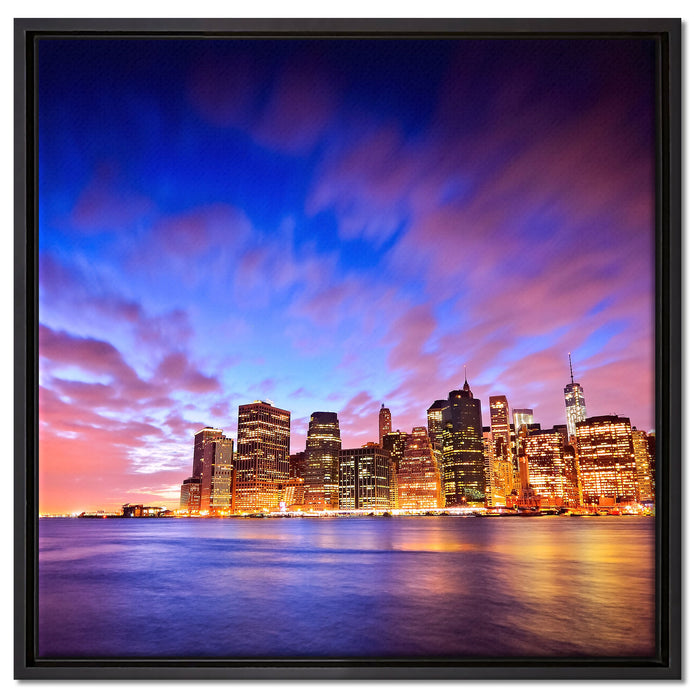 Skyline New York auf Leinwandbild Quadratisch gerahmt Größe 60x60