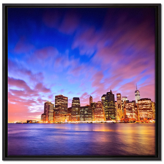 Skyline New York auf Leinwandbild Quadratisch gerahmt Größe 70x70