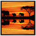 Afrika Elefant in Sonnenschein auf Leinwandbild Quadratisch gerahmt Größe 70x70