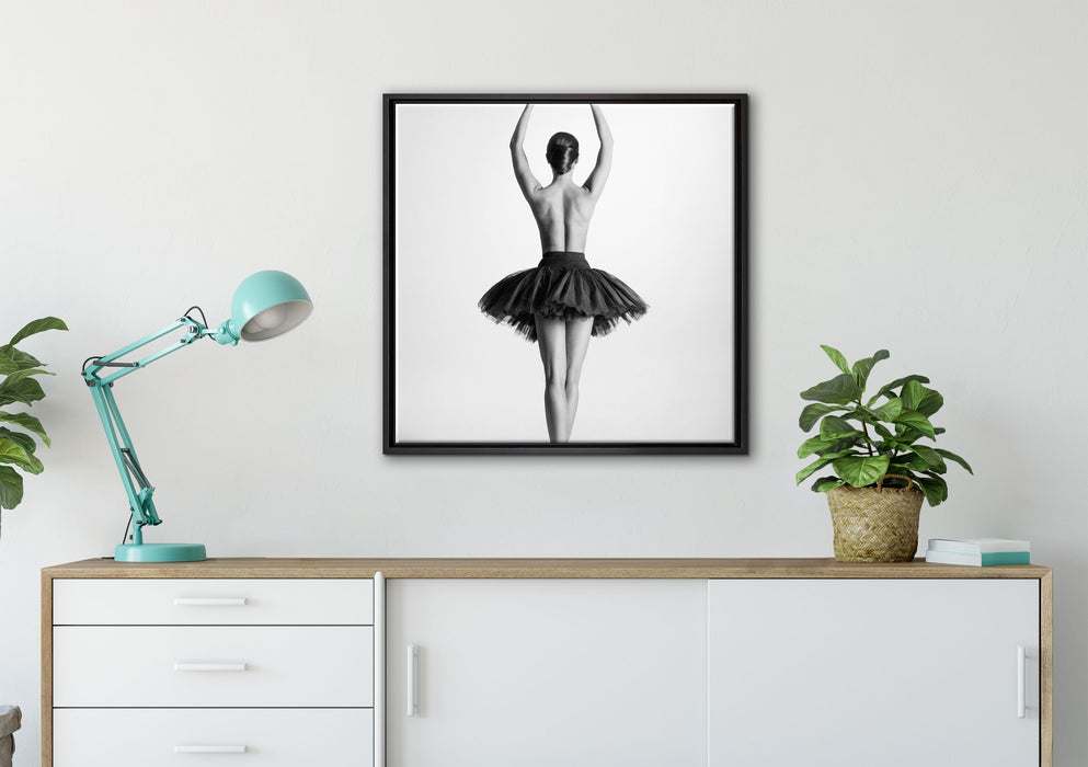 sexy nackte Ballettpose auf Leinwandbild gerahmt Quadratisch verschiedene Größen im Wohnzimmer