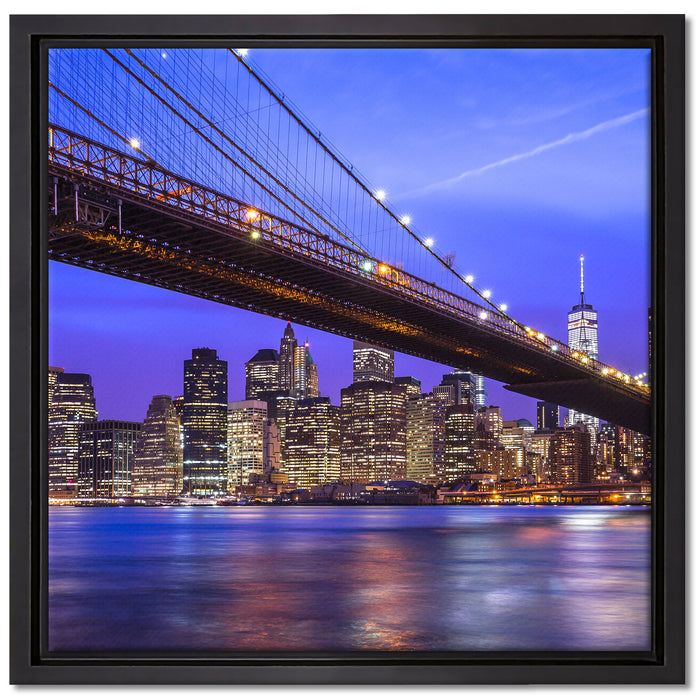 New York Brooklyn Bridge auf Leinwandbild Quadratisch gerahmt Größe 40x40