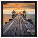 Bootssteg im Sonnenuntergang auf Leinwandbild Quadratisch gerahmt Größe 40x40