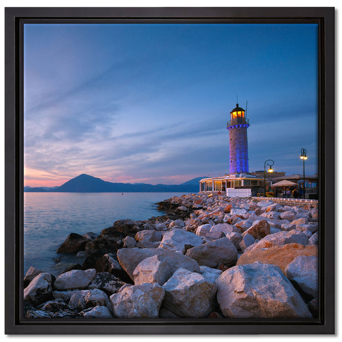 Leuchtturm bei Ebbe auf Leinwandbild Quadratisch gerahmt Größe 40x40