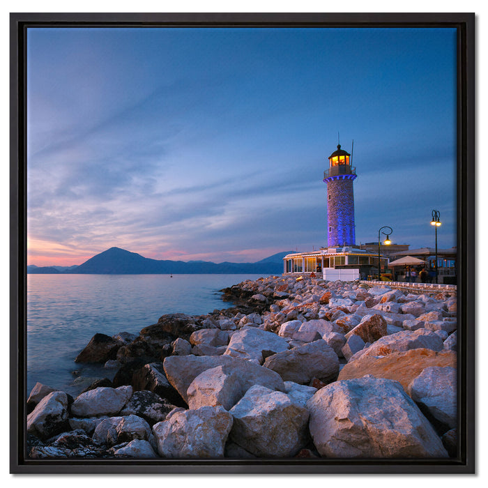 Leuchtturm bei Ebbe auf Leinwandbild Quadratisch gerahmt Größe 60x60