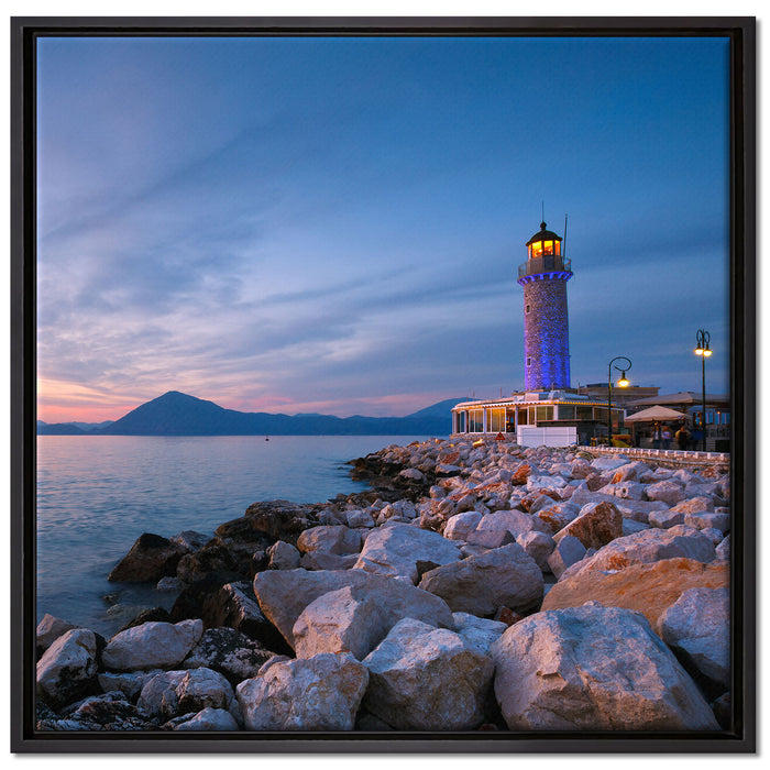 Leuchtturm bei Ebbe auf Leinwandbild Quadratisch gerahmt Größe 70x70