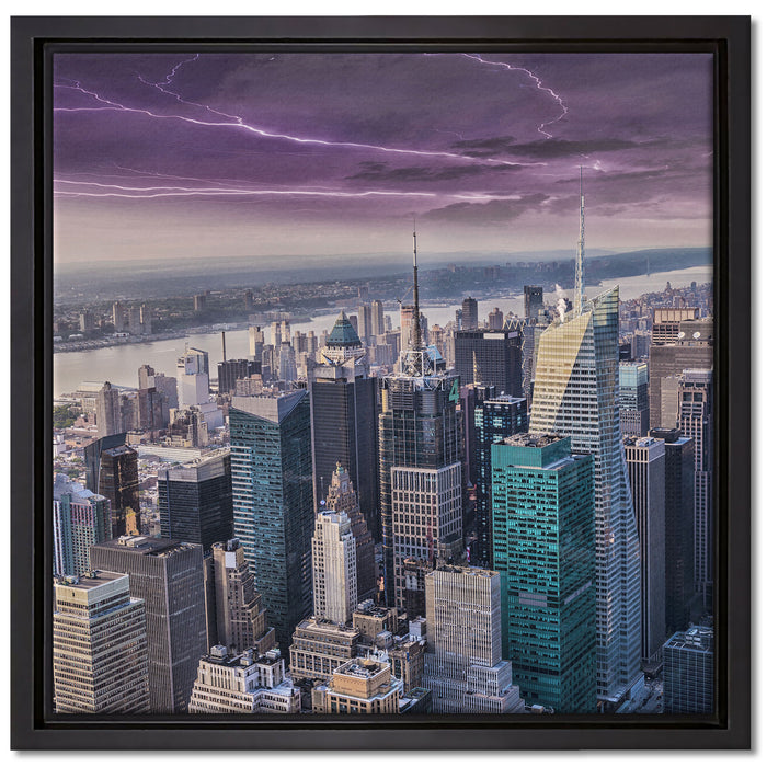 Skyline New York auf Leinwandbild Quadratisch gerahmt Größe 40x40